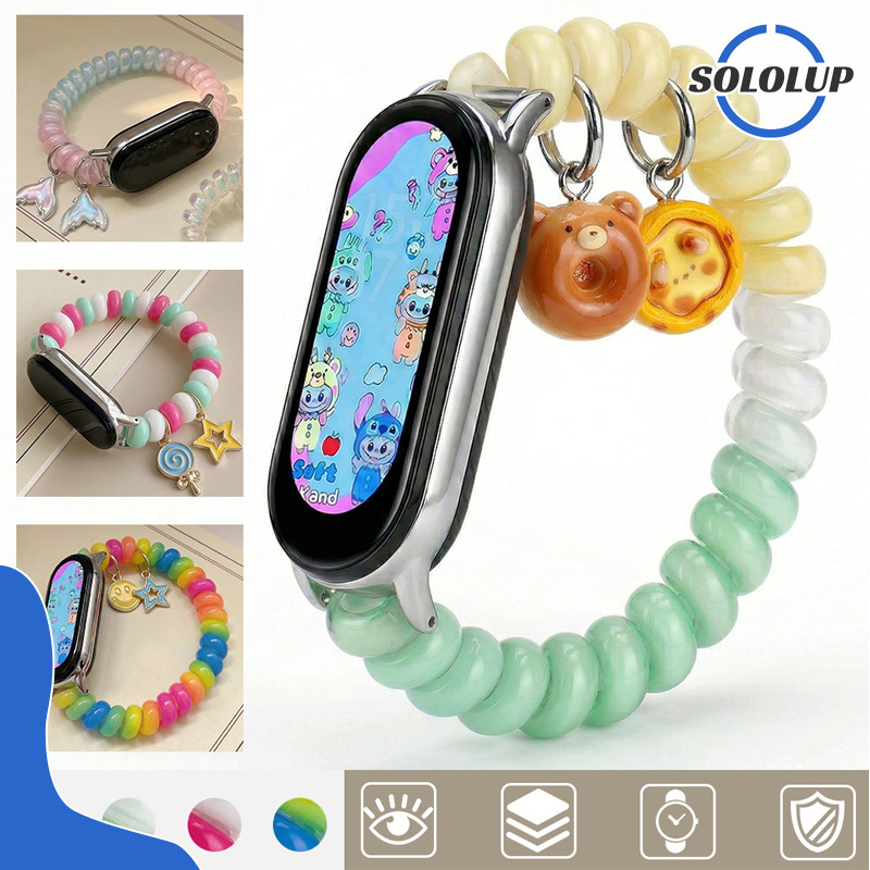 TPU Elastic Strap for Xiaomi Mi Band 10 9 8 Smartwatch Wanita Lucu Scrunchie Belt Bracelet Band Acce