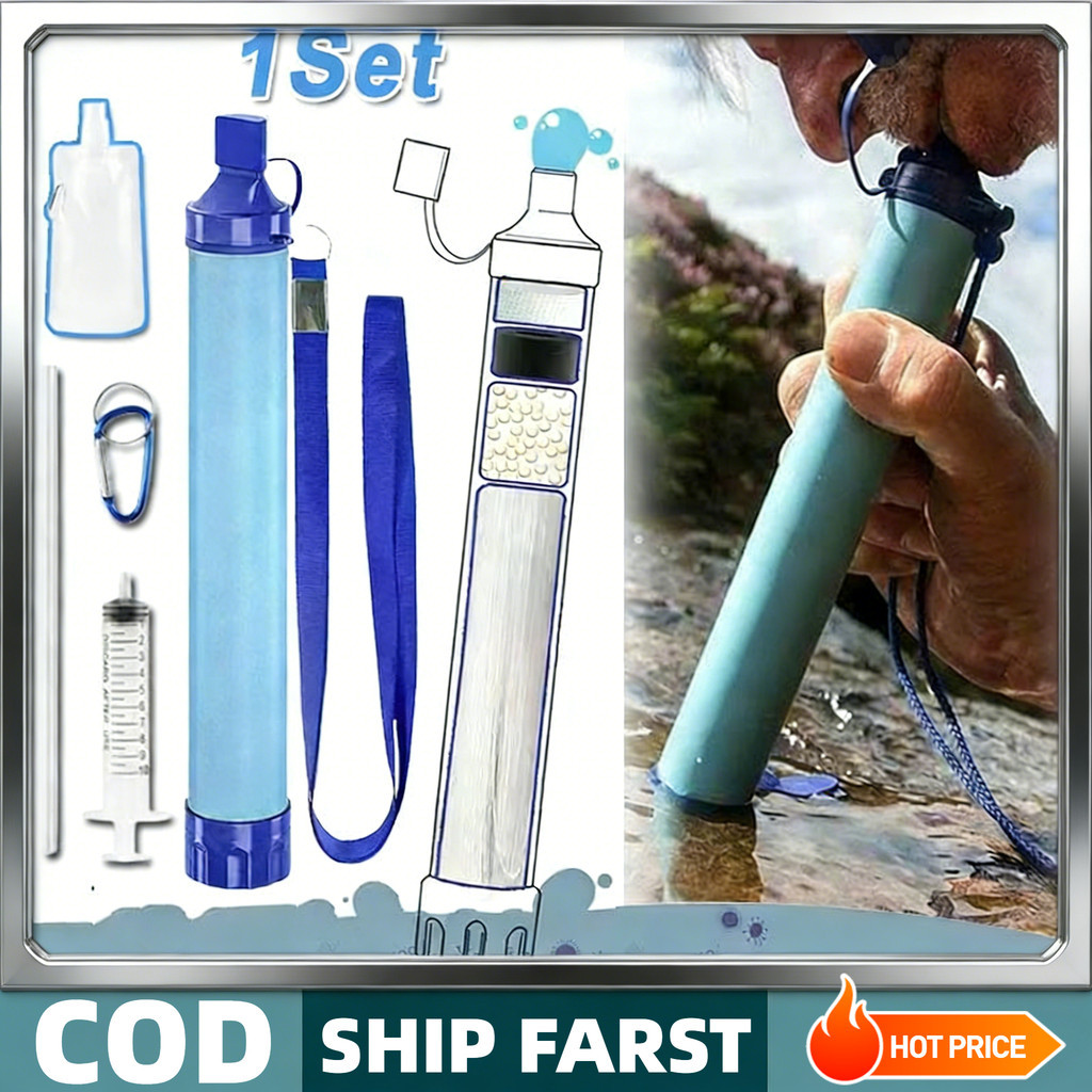 1 Set Water Filter Straw Sedotan Penyaring Air Multifungsi Filter Air Minum Portable Outdoor Air Fil