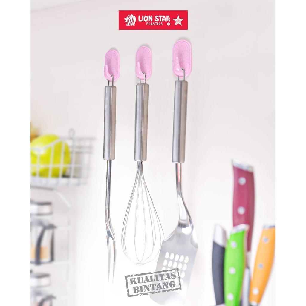 TOPTON Lion Star HK-1 Gantungan Hanger Hook Oval Vertical Medium Isi 3 pcs Gantungan Tempel Dinding 