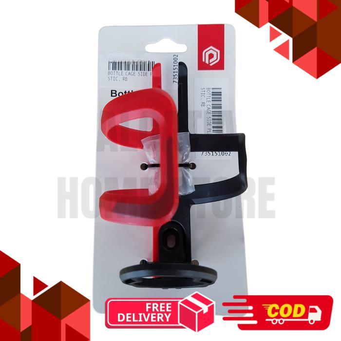 Polygon Cagak Botol Sepeda Side Plastic - Botol Air Minum Bersepeda Hitam Merah Bahan Plastik Dengan