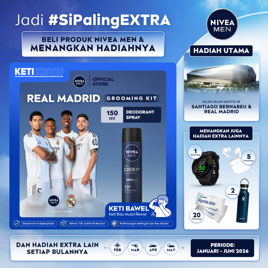 NIVEA MEN Deodorant Spray Deep Darkwood 150ml - Deodoran semprot pria melawan bakteri keringat bau b