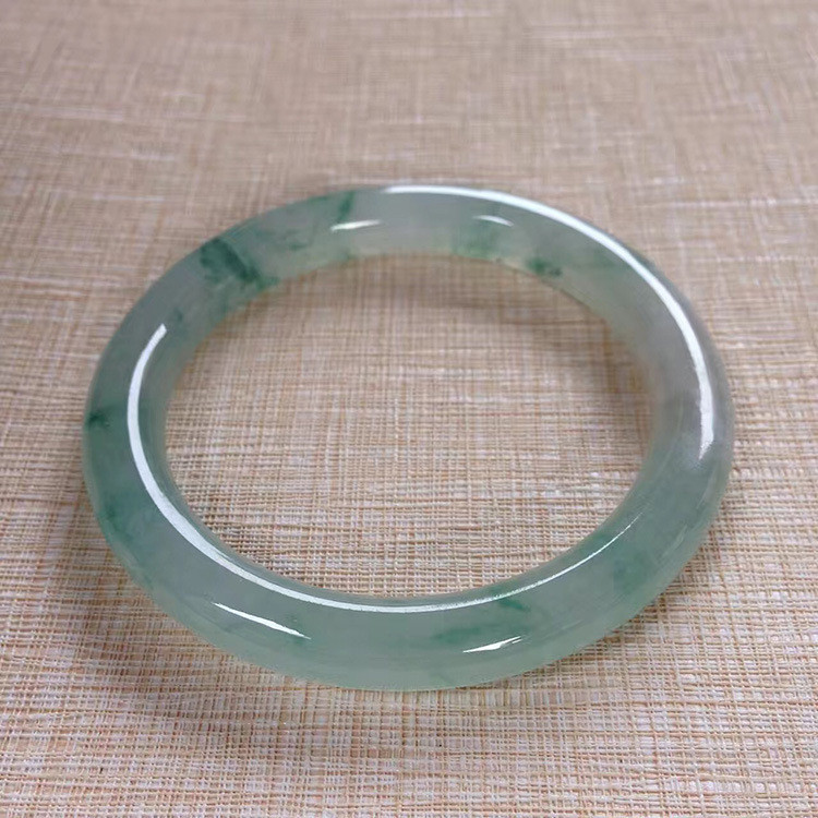 Gelang Giok Es Myanmar dengan Inklusi Biru Gelang Giok Bulat Tipis Gelang Wanita Mulia Gelang Giok u