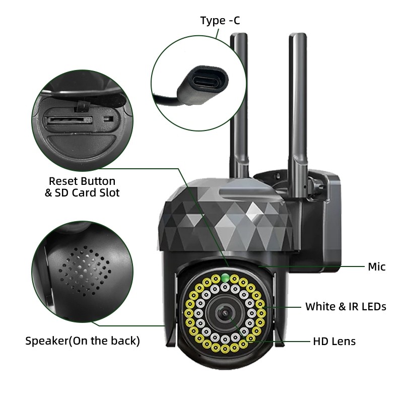 CCTV WiFi Outdoor Kamera Tahan Hujan Malam Jelas 48 LED Pantau Rumah Lewat HP Mudah Pasang Original