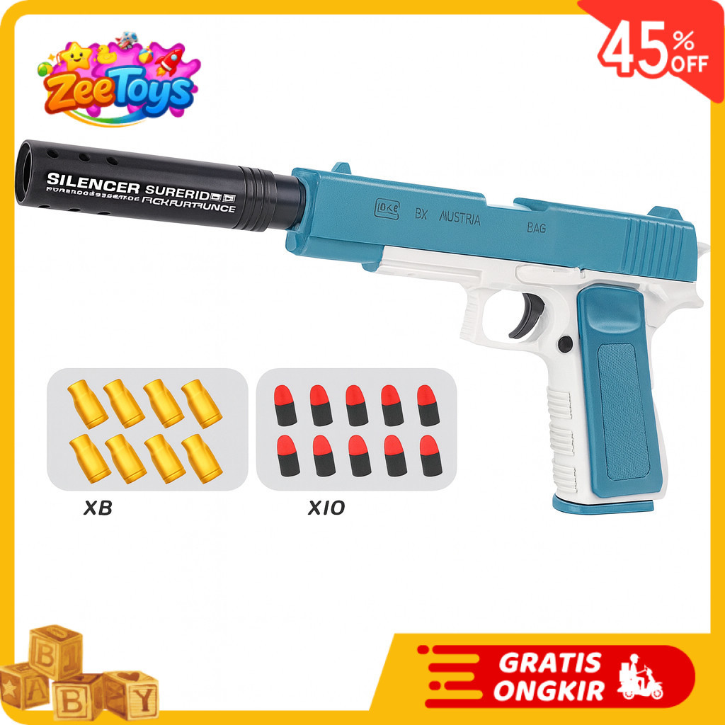 ZeeToys - Mainan Anak PISTOL PLASTIK 1911 Tembakan Plastik Eva Soft  Series Tembakan Pistol Mainan A