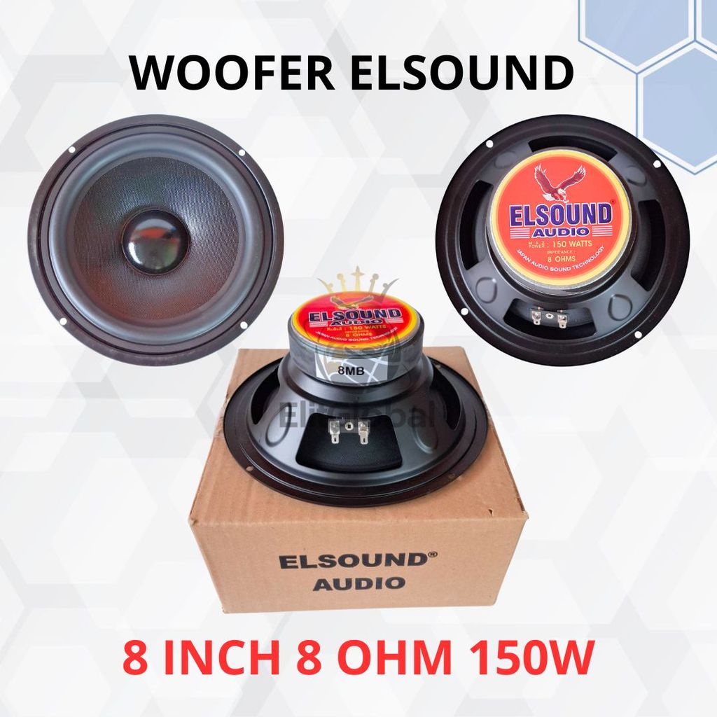 Speaker Woofer ELSOUND 8 Inch Woofer 150W 8 Ohm Pengganti Woofer Rusak Lama
