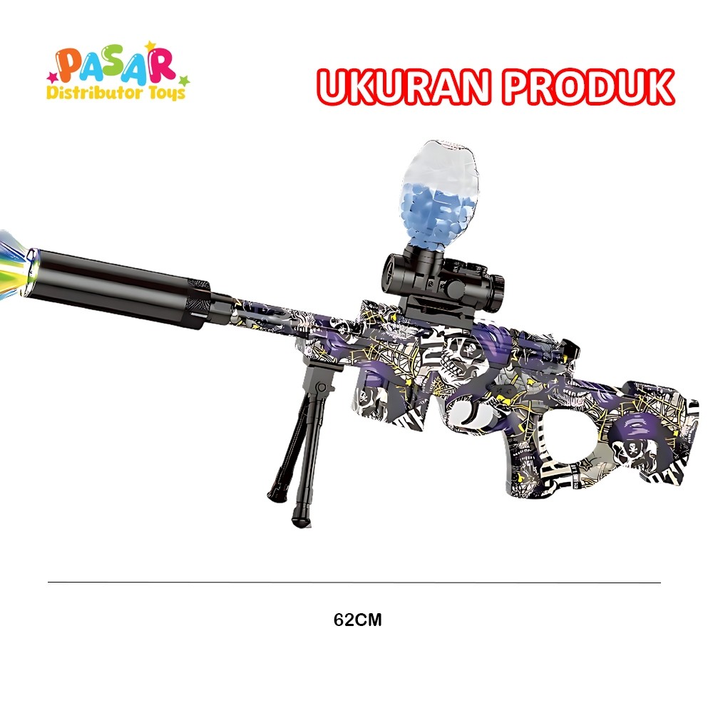 Mainan Anak D-6651/WH42-1 AWM LONG RANGE Mainan Tembakan Bubble Water Ball Elektrik Aman AWM Lampu