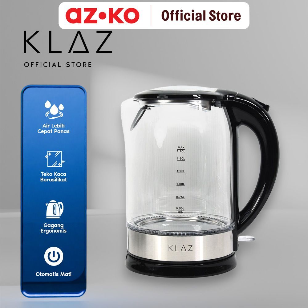 AZKO Klaz 1.7 ltr Teko Listrik Ceret Food Grade Ketel Air Elektrik Electric Kettle Wadah Masak Air
