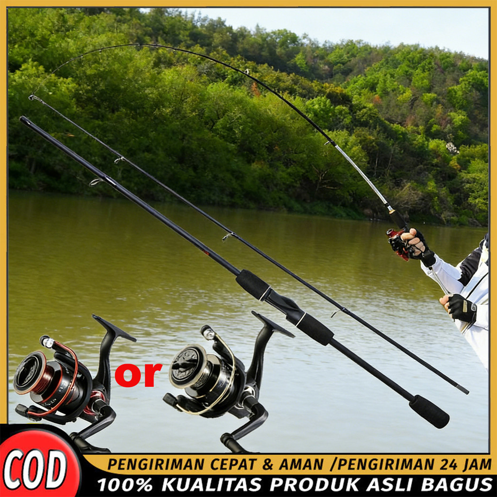 LUCKY MAN Pancing 1 set murah/Set premium (joran + reel)  Peralatan pancing esensial berkualitas