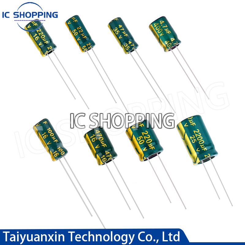 20PCS~500PCS Kapasitor Frekuensi Tinggi 6.3V 10V 16V 25V 35V 50V 400V 450V 47UF 10UF~3300UF 100UF 22