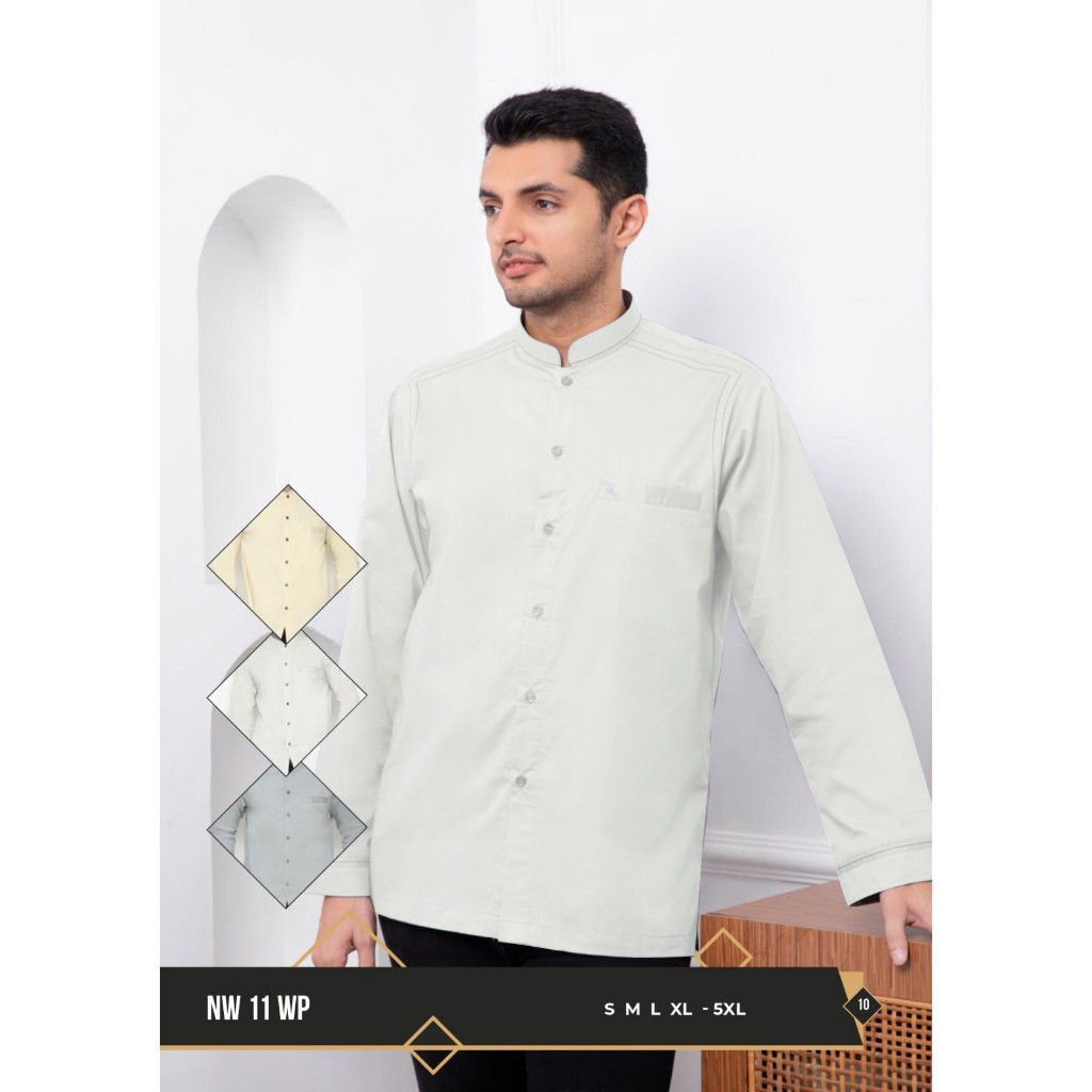 Baju Koko Terbaru Kurta Pria Lengan Panjang Bordir Slim Fit Muslim Dewasa Keren Outfit Lebaran