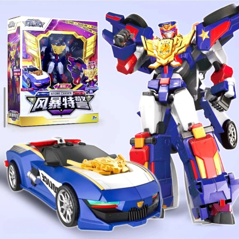 Mini Force X Transforming Robot Toy - Strongest Police Car with Sound & Light, Fire Cop Rescue Actio