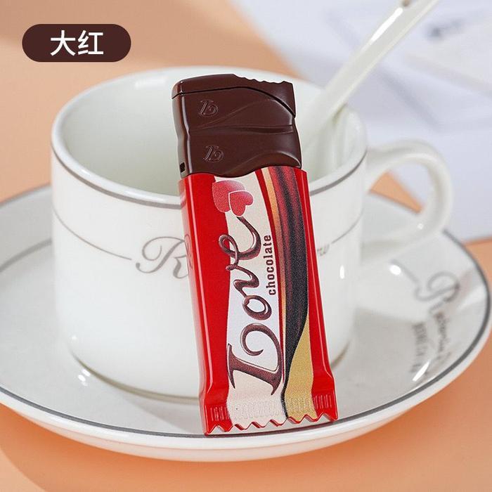 Mancis Korek Api Unik Model Coklat Korek Api Chocolate Bar Lighter Unik - Merah