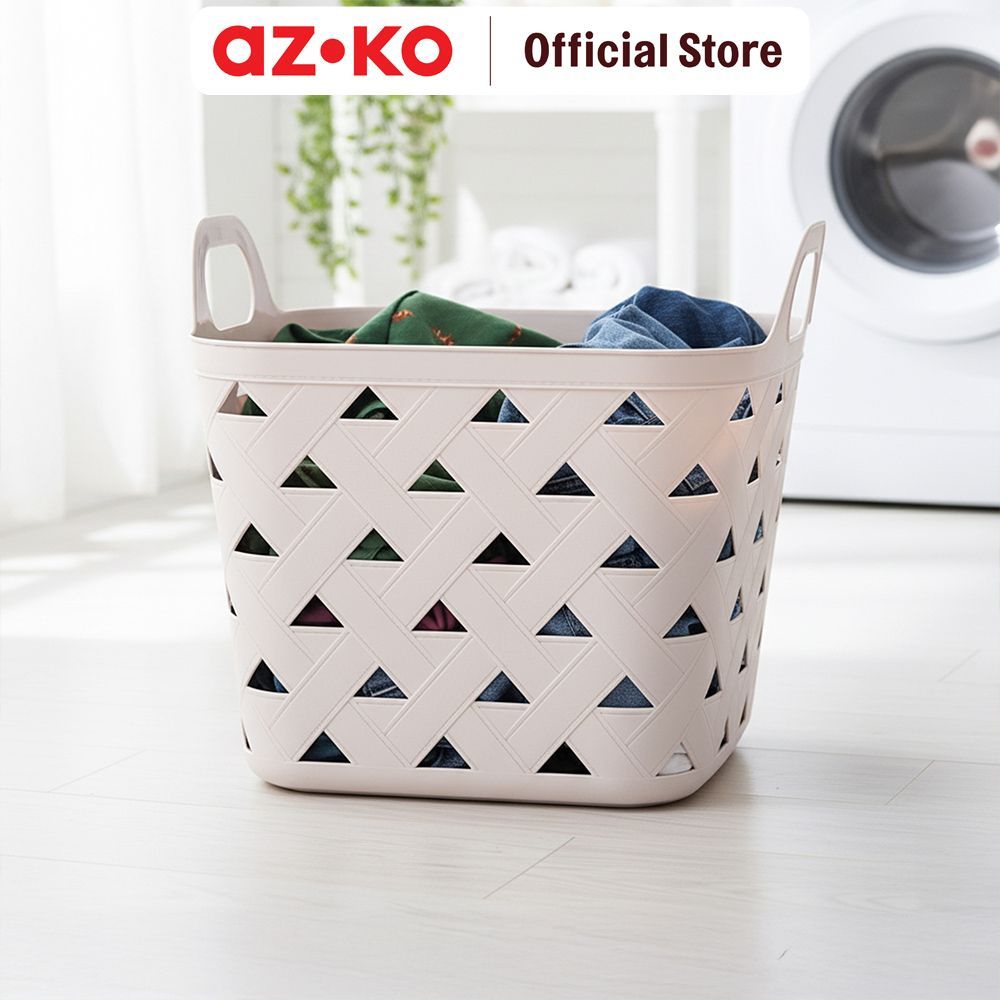 AZKO Stora 35 ltr Keranjang Laundry Triangle - Krem Keranjang Pakaian Tempat Baju Kotor Laundry Bask
