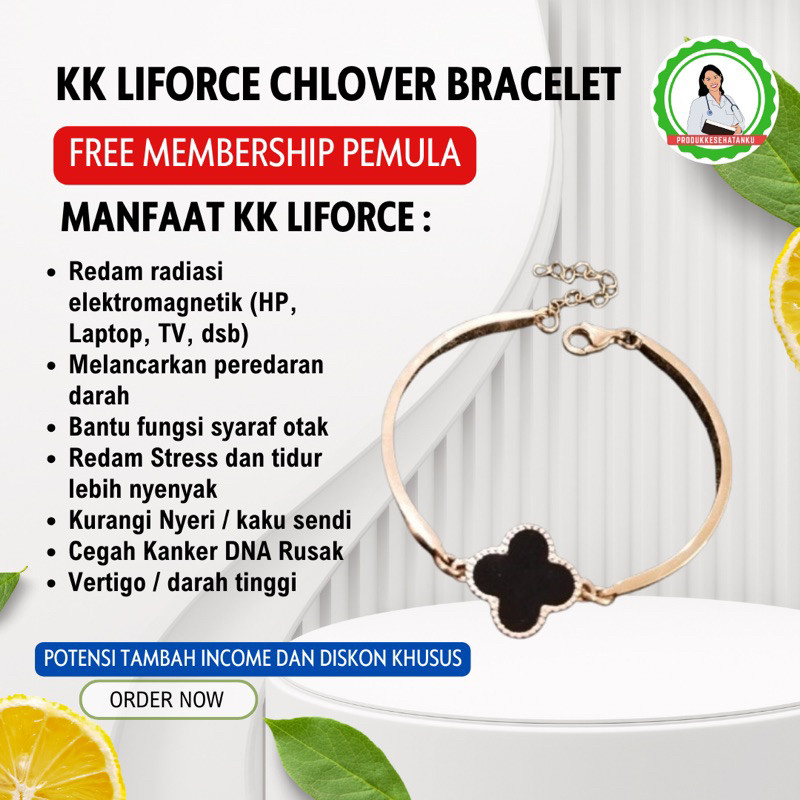 Kk Liforce Rose Gold Bracelet Chlover meredam radiasi original