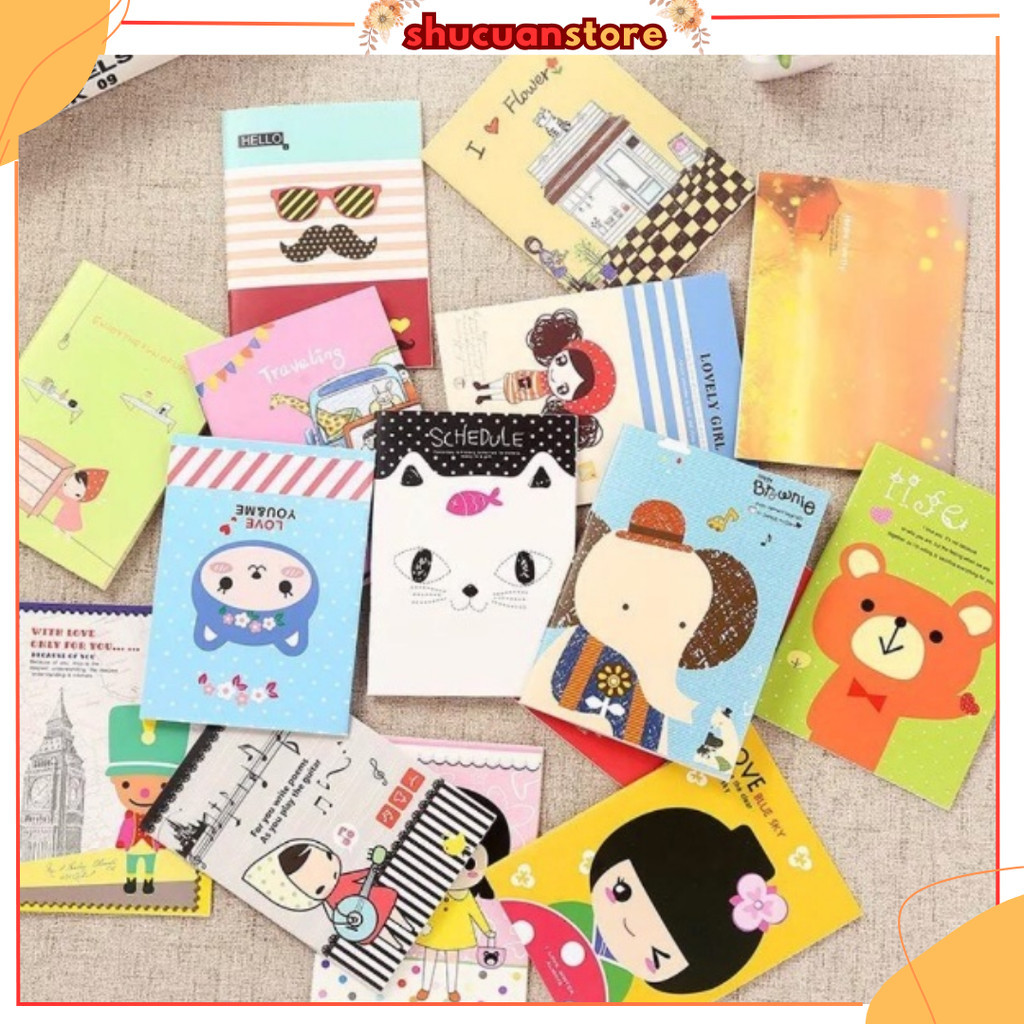 SH Buku Tulis Mini Motif Kartun Cartoon Buku Catatan Memo Pad Mini Note Book Lucu Buku Tulis Kartun 