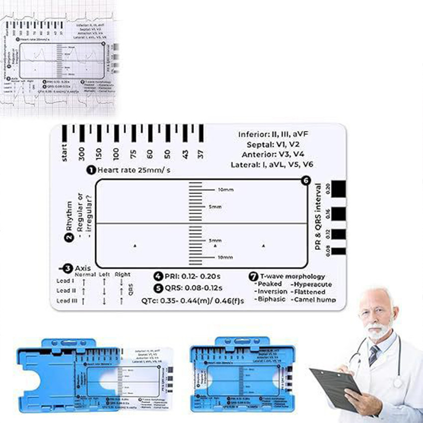 Penggaris EKG 7 Step Transparan / ECG Ruler Portabel Presisi Tinggi / Alat Ukur Detak Jantung Untuk