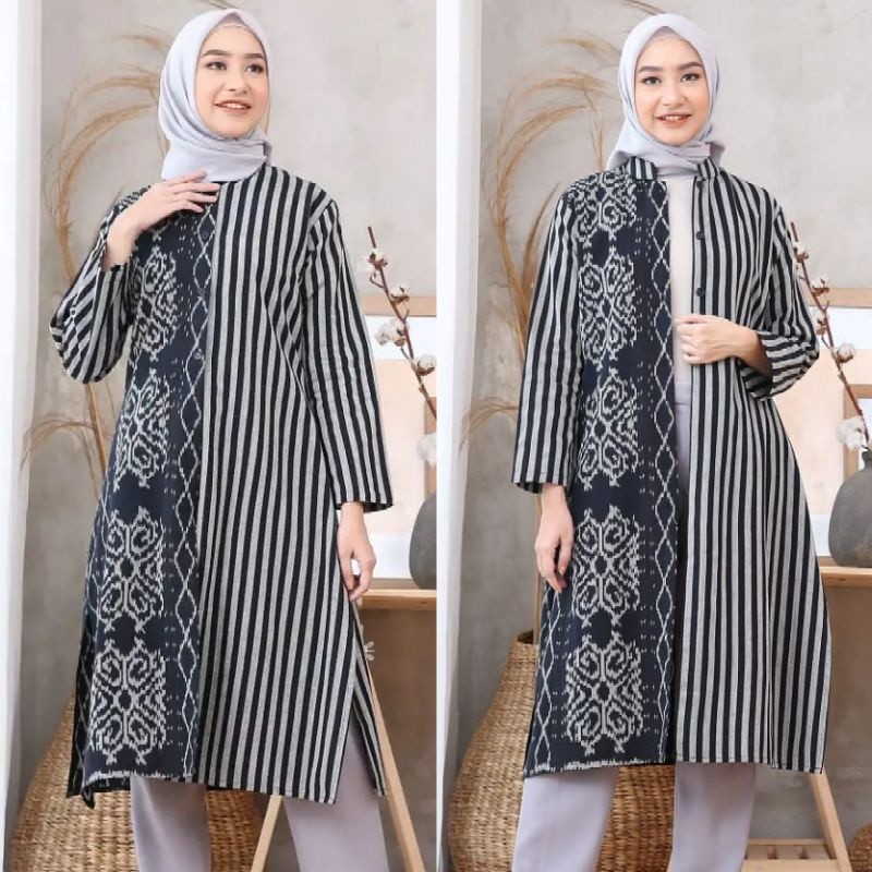 Baju tenun - Baju etnik - atasan tenun - Tunik tenun - tunik etnik - baju kantor - baju etnik - baju