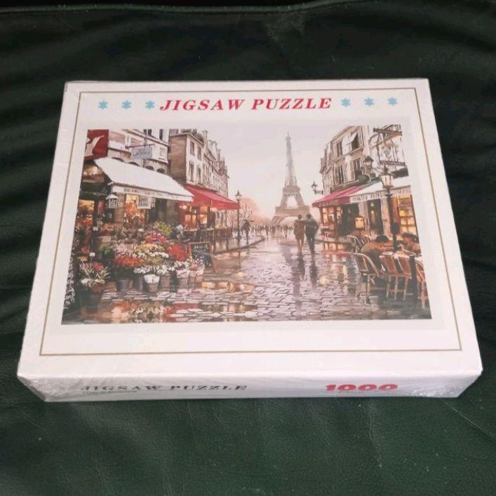 Jigsaw Puzzle 1000 Pcs / Keping (Lukisan Romantis Kota Paris dan Menara Eiffel, Prancis)