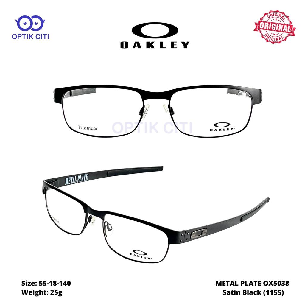 Frame Kacamata Pria Sporty Original Titanium Oakley Metal Plate OX 5038 S55 Satin Black
