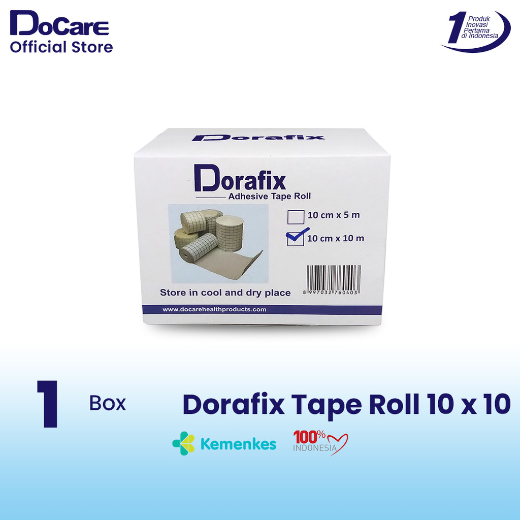Dorafix Adhesive Tape Roll 10 cm x 10 m ( 1 Box / 1 Roll ) - Penahan perban penutup pembalut luka ja