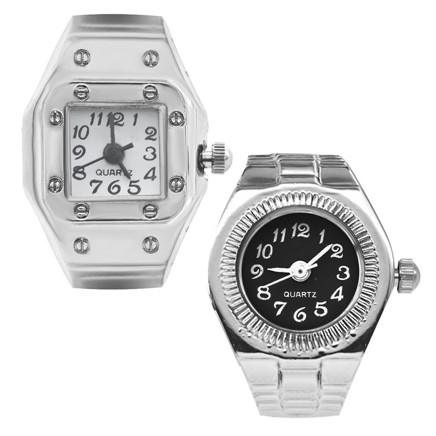 Jam Tangan Cincin Pasangan Jam Perhiasan Elegan Retro Quartz Watch Ring Untuk Wanita Pria Vintage