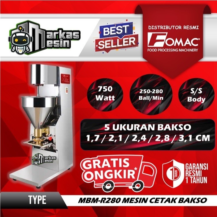PROMO Mesin Cetak Baso Meatball Maker MBM-R280 FOMAC Mesin Cetak Bakso Pentol