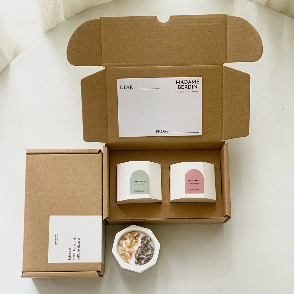 Giftset 2 Scented Candle by Madame Berdin | Hampers Lilin Aromaterapi Hexa | Simple Birthday Gift | 
