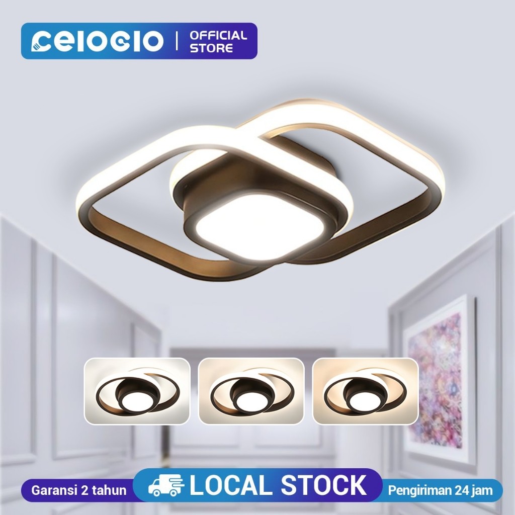 CELOGLO Lampu Plafon 3 Warna LED Ceiling Light Lampu Hias Rumah Lampu Plafon