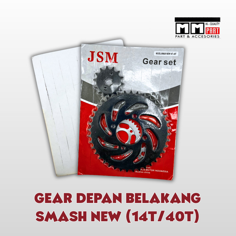 GEAR DEPAN BELAKANG SMASH NEW 14T/40T – GIR SET PRESS SUZUKI SMASH NEW BERKUALITAS