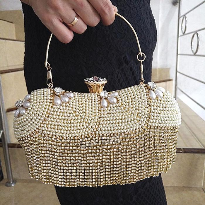 Tas Pesta Wanita Elegan Kondangan Murah Clutch Dompet 8805 Kliksista Ivy - Gold