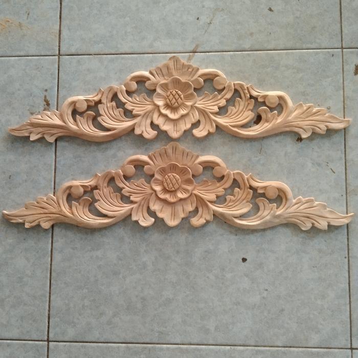ukiran ornamen tempel lemari kayu mahoni 60x15