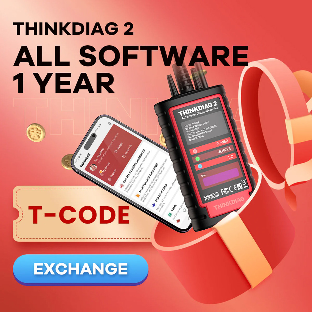THINKCAR® Thinkdiag and Thinkdiag 2  T-CODE ALL SOFTWARE RENEWAL 1 YEAR FREE