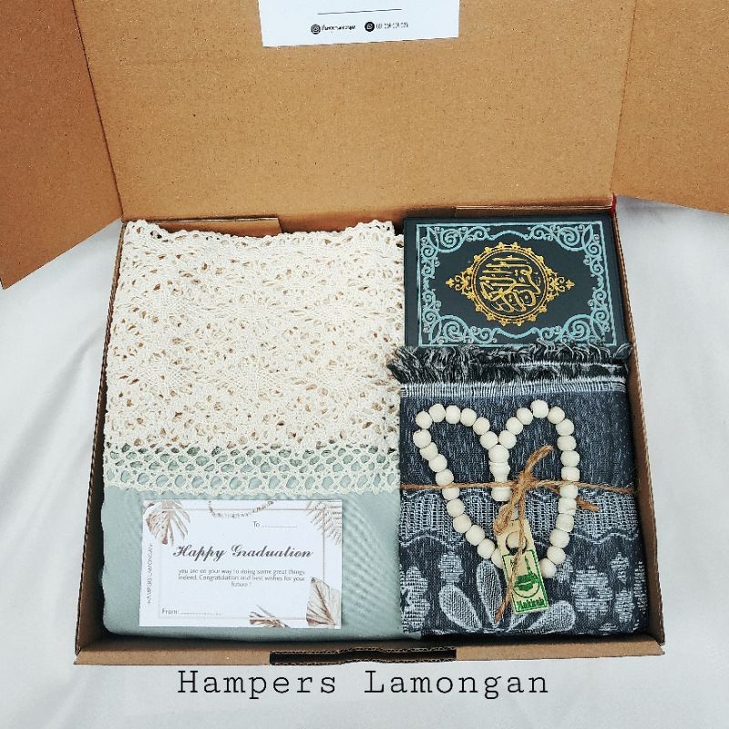 HAMPERS MUKENAH KATUN JUMBO RENDA BESAR + SAJADAH + AL QURAN  / PAKET ALAT SHOLAT MUKENA / SET PARCE