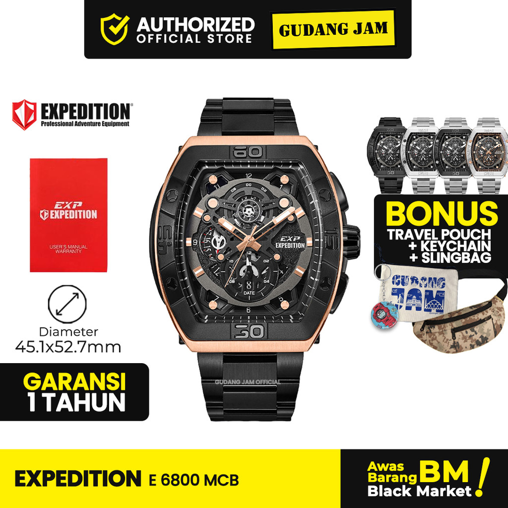 Jam Tangan Pria Analog Expedition E 6800 MCB Stainless Steel Strap