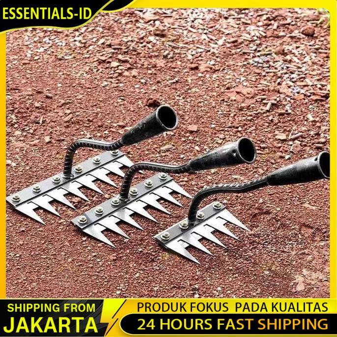 7 Gigi Pacul Cangkul Baja Rake Garuk Rumput Alat Pencabut Rumput Pacul Garuk Rumput Pacul Garpu