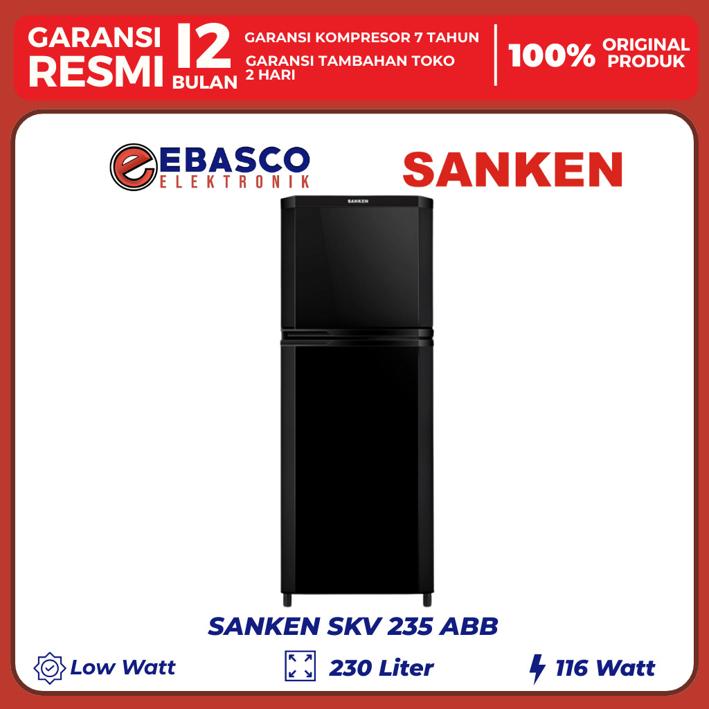 SANKEN Kulkas SKV 235 ABB 2 Pintu 230 Liter Low Watt Bergaransi Resmi
