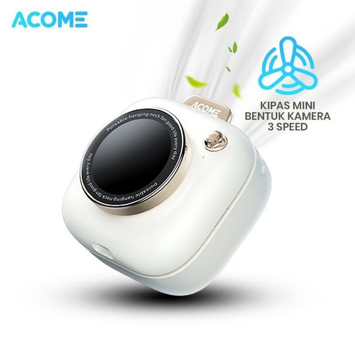 ACOME AF002 Mini Fan Kipas Angin Desain Kamera Kipas Mode Senyap Kipas Meja Kipas Jepit Portable Fas
