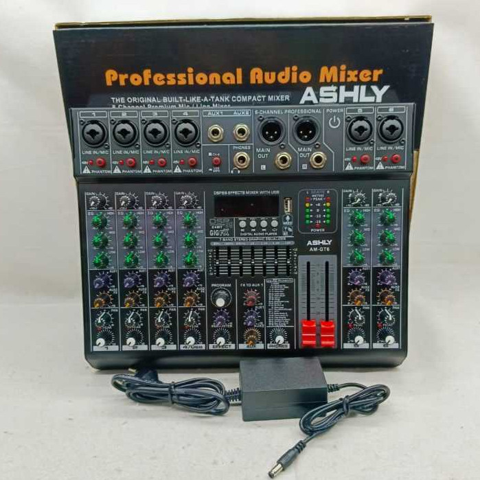 ASHLY Mixer Audio Profesional DSP 99 Efek Bluetooth USB 6 Channel AM-GT6