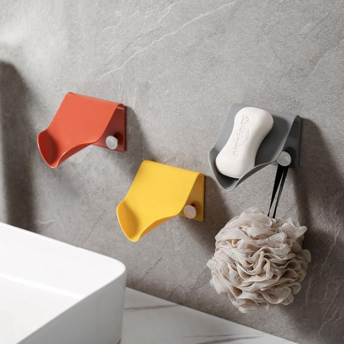 Tempat Sabun Batang Tempel Tembok Dinding kamar mandi toilet Drain - Putih