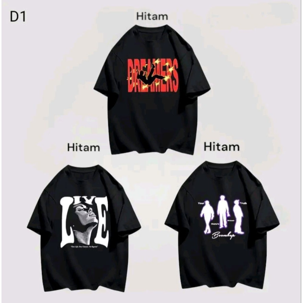 COMBO PAKET KAOS 3 PCS DISTRO HITAM JUMBO SKENA HEMAT | M | L | XL | 2XL | 3XL |