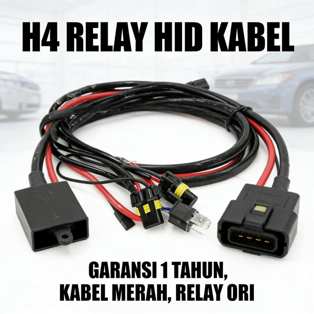 KABEL HID ORI MERAH SET H4 K6 | BILED KABEL GARANSI 1 TAHUN | RELAY HID RELAY