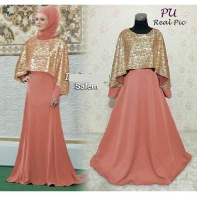 4519 maxidress dusty pink baju pesta wanita fashion muslimah remaja