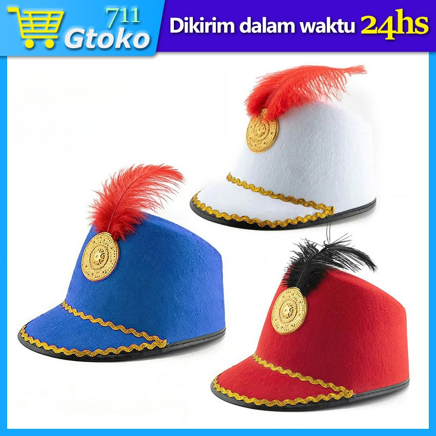 Topi Pasukan Drumband + Bulu Bisa Request Warna Dan Ukuran Paud Sampai