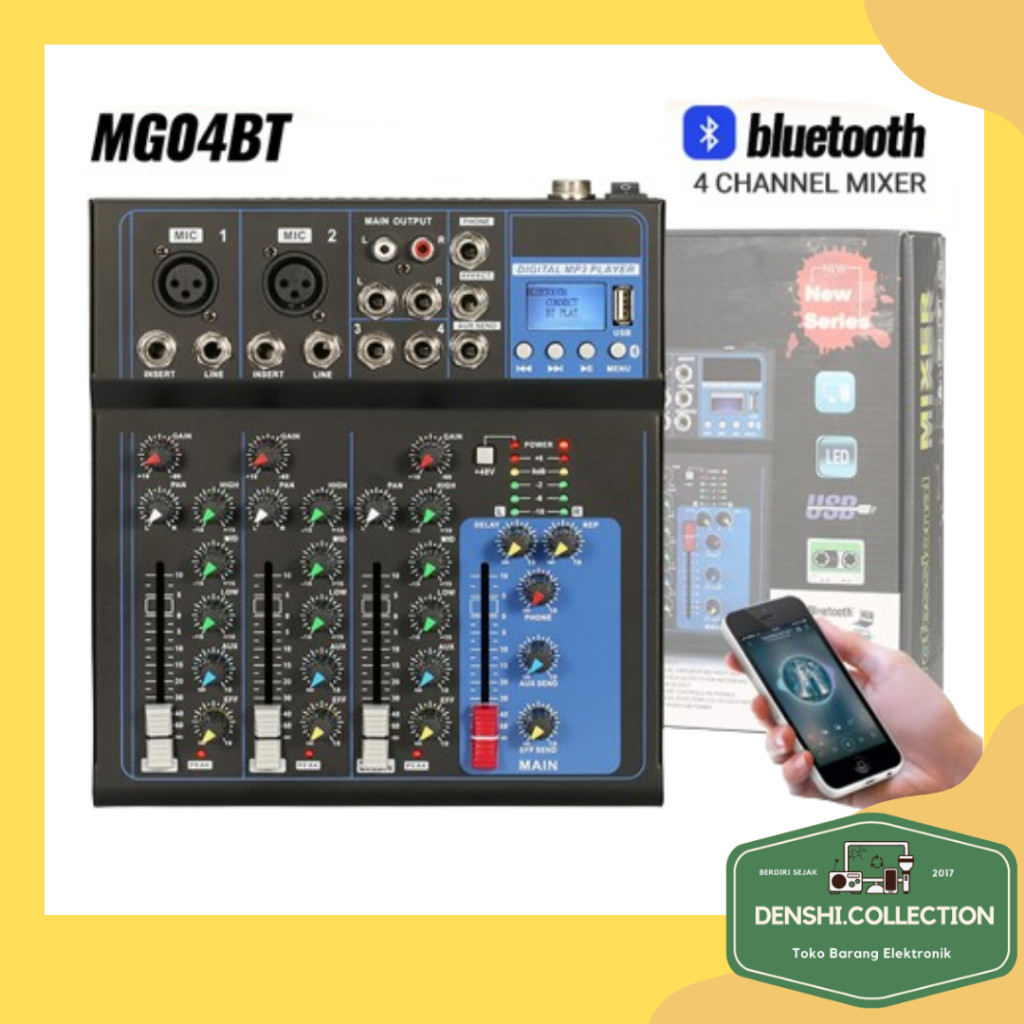 AUDIO MIXER mixer profesional 4-channe MG04BT mixer Penguat sinyal USB Penguat KTV Penguat kinerja p