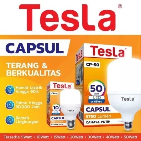 Hannochs LED Capsul Tesla - Bohlam Lampu LED Kapsul Tesla- 5w 10w 15w 20w 30w Putih