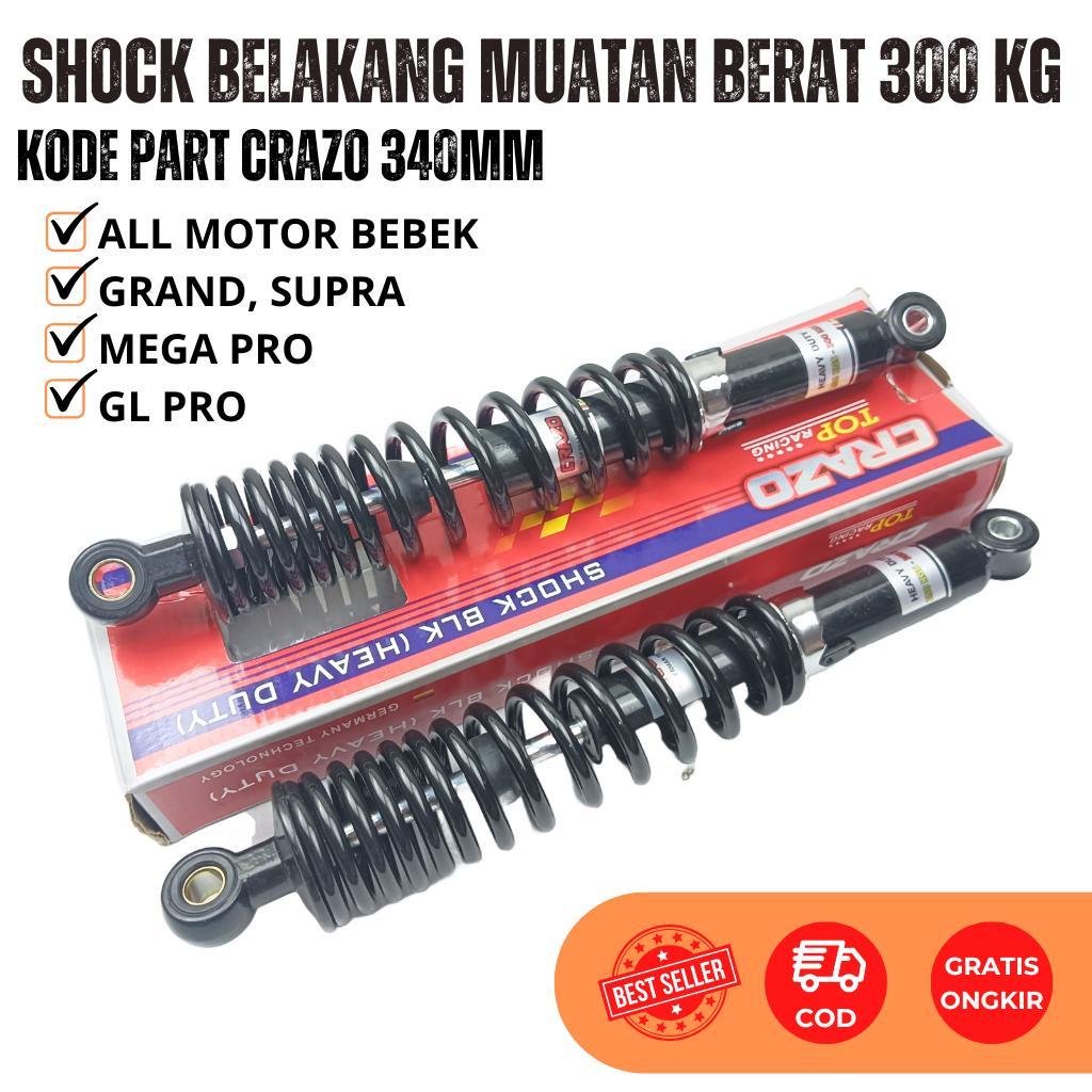 Shock Belakang Muatan Berat 300 KG Motor Bebek Supra Karisma GL / ShockBreaker Beban Berat 340 MM