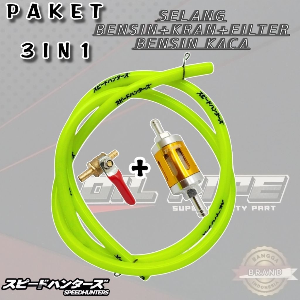 PROMO SELANG BENSIN SPEEDHUNTERS + FILTER KACA PLUS KRAN BENSIN UNIVERSAL PRODUK ORIGINAL DAN BERGAR