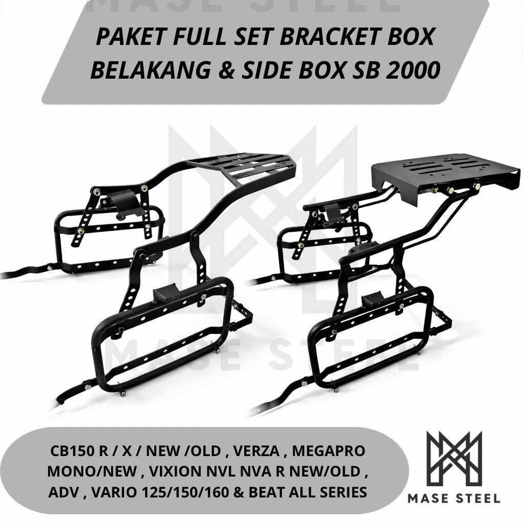 Beat & Vario Bracket Box Belakang + Side Box SB 2000 | Vixion Old/New, CB 150 R/X/Verza, ADV 150/160