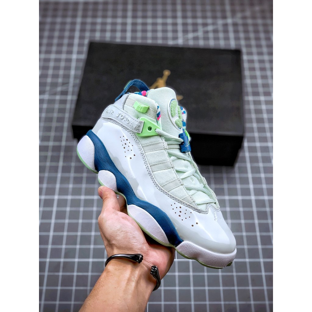 Air Jordan 6 Rings PJ Tucker Sepatu Hijau Mint Kulit Litchi Asli Premium