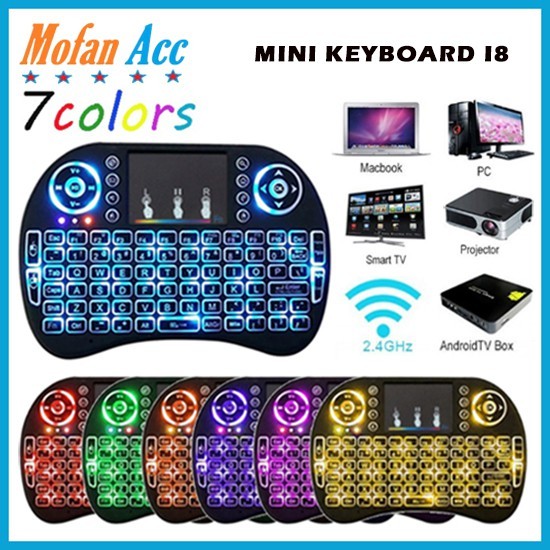 Mini Keyboard i8 Backlit Mouse Keypad Wireless Touchpad Nirkabel Tanpa Kabel Asus Acer Lenovo